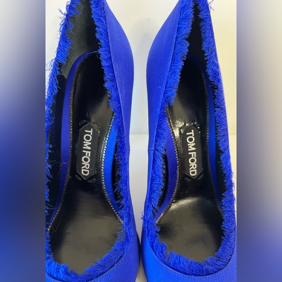 Tom Ford Cobalt Blue Satin Pointed Toe Pumps with a Dipped Dyed Finish, Size 40 - Picture 11 of 15